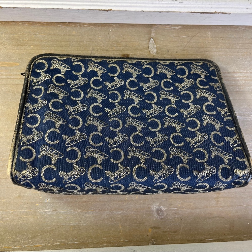 Vintage Celine Navy Macadam Toiletry Bag COA Horse Carriage Old Money Luxury - Picture 4 of 13